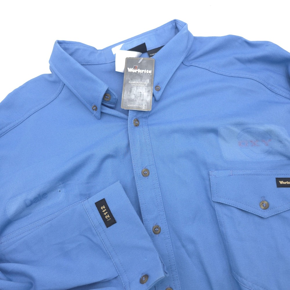 Workrite FR Shirt Mens 4XL Long Blue Flame Resistant Westex UltraSoft HRC 2 NWT